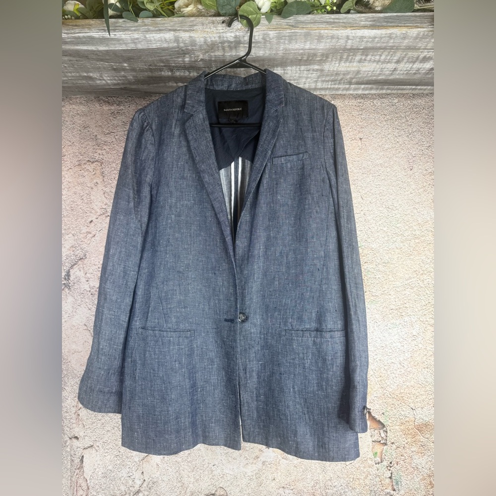 Banana Republic size 12 Jean linen Blazer Jacket   A577